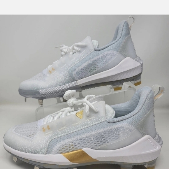 Under Armour Mens Harper 6 Low ST Baseball Cleats WHITE Sz Multi 3024315-100 NEW